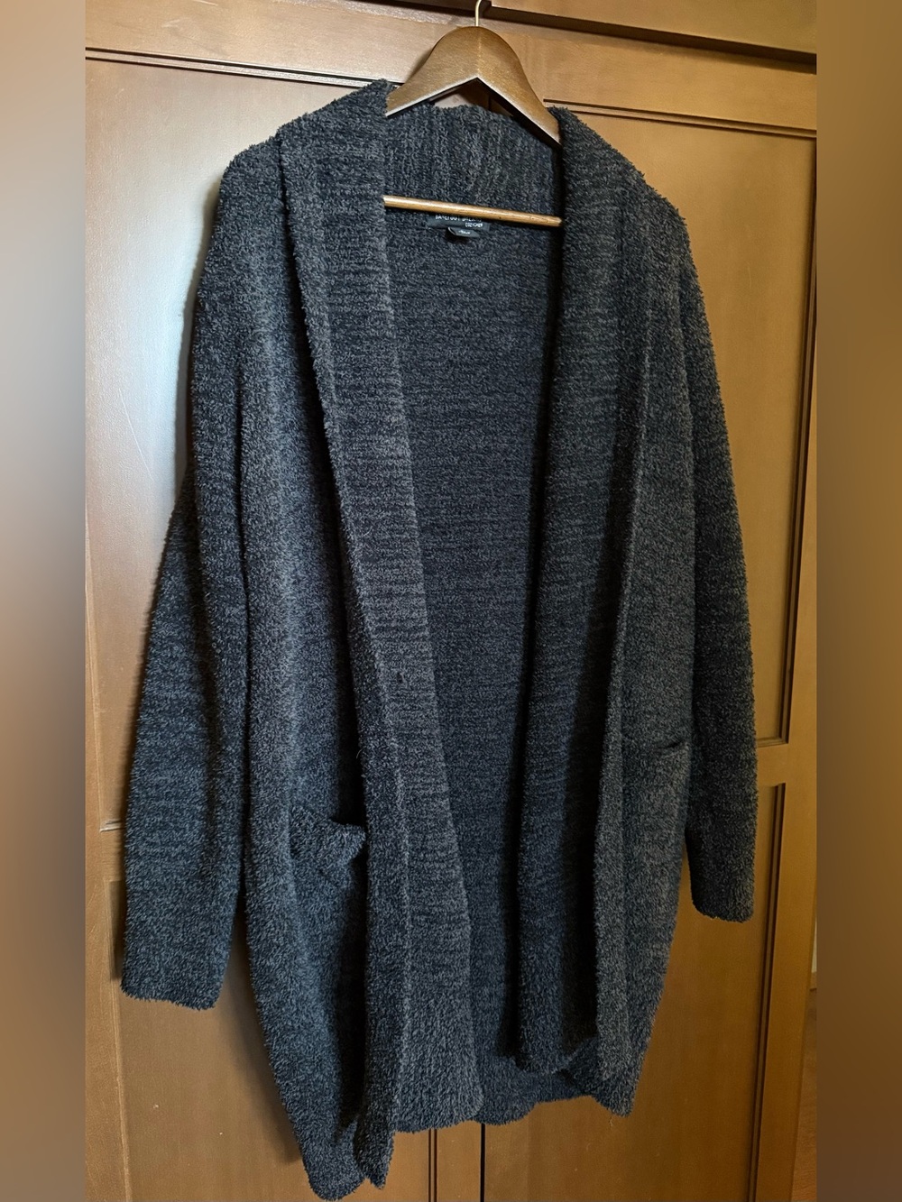 Barefoot Dreams CozyChic Charcoal Gray Speckled Cardigan Sweater L